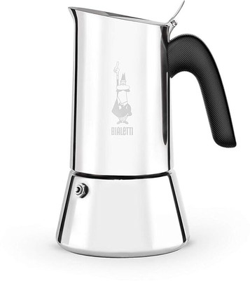 Bialetti New Venus Induction Moka pot, 18/10 steel; Suitable for Induction and Gas stove 6 Cups Coffee Maker(Stainless Steel)