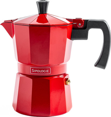 Sipologie Stovetop Roma Moka Pot 3 Cups Coffee Maker(Red)