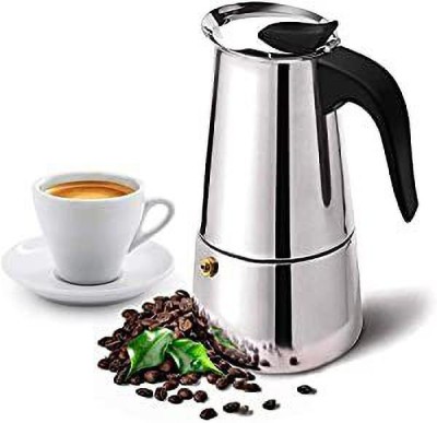 Divvy Stovetop Espresso Maker Percolator Italian Coffee Maker Stainless Steel Pot 6 Cups Coffee Maker(Silver)