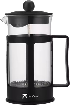 KenBerry French Press Tea & Coffee Filter | 4 Level Filtration | Borosilicate Glass 600ml 4 Cups Coffee Maker(Black)