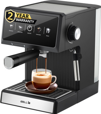 iBELL BARISTAMAX200 Coffee Maker, 1200W, Touch Controls, 20 Bar Pump, Steam Wand,1.8 L Coffee Maker(Black)