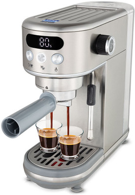 Kent Coffee Maker 1400W|High Pressure Steam for Coffee |In-Built Steamer for Frothing 2 Cups Coffee Maker(Silver)