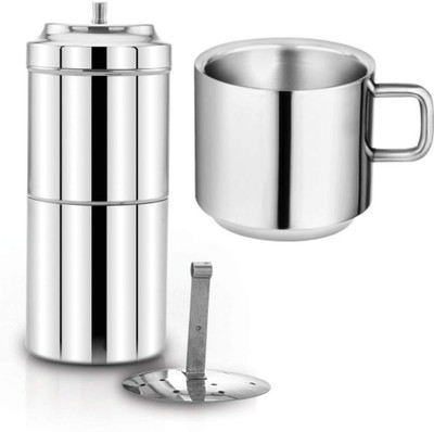 Pappa Traditional South Indian Filter Coffee Maker, 100ml Size 0 with Double wall cup Personal Coffee Maker(Stainless Steel)