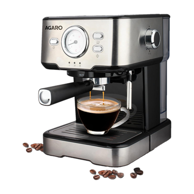 AGARO Imperial Espresso Coffee Maker, Coffee Machine, 15 Bars, With Foaming Milk, Frother Wand for Espresso, Cappuccino, Latte and Mocha, Steam, Adjustable Milk Frothing and Double Temperature Control System,1100W 6 Cups Coffee Maker(Silver)