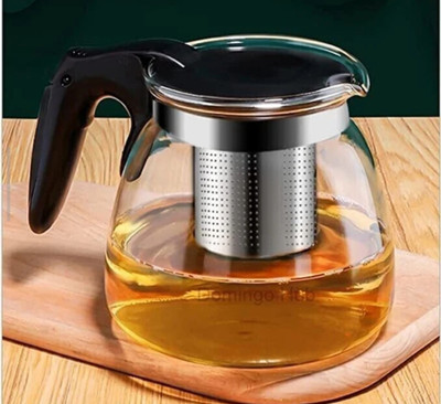 KNPL Brew Ease Glass Tea & Coffee Pot with Stainless Steel Infuser 8 Cups Coffee Maker(Black, Clear)
