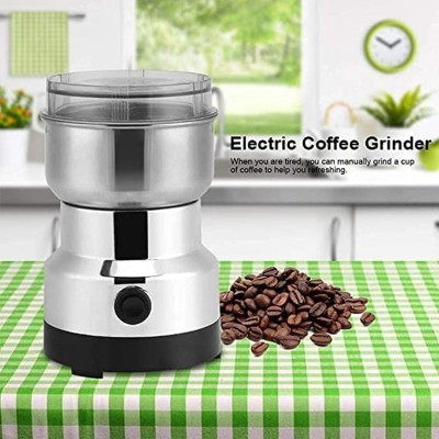 First Dot Stainless Steel Electric Portable Coffee Bean Grinder Home Grinding Spices Personal Coffee Maker(Silver)