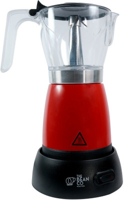 THE BEAN CO Electric Moka Pot Coffee Maker | 300ML | 6 Cup Espresso Pot 6 Cups Coffee Maker(Red)