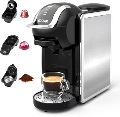 Costar 3-in-1 Espresso Machine, 20 Bar Coffee Maker Compatible with Nespresso Original 10 Cups Coffee Maker(Silver, Black)