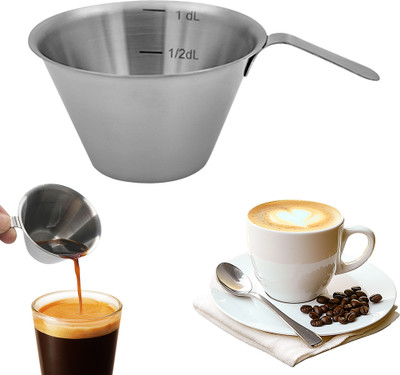 ELEPHANTBOAT 100ml Espresso Cup Stainless Steel Measuring Etched 2 Cups Coffee Maker(Silver)