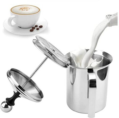 MELUDI Stainless Steel Milk Frother 2 Cups Coffee Maker(Silver)