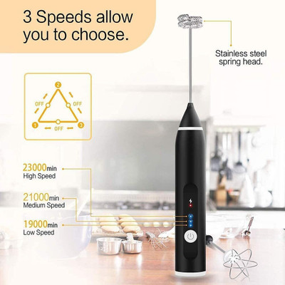 Dorbiniq Milk Frother USB Rechargeable Electric Coffee Beater/Maker for 2 Whisks_U5DES 10 Cups Coffee Maker(Black, White)