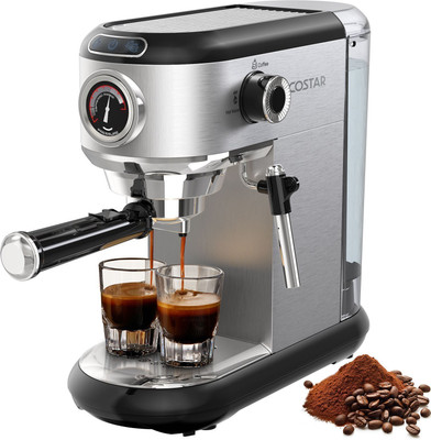 Costar 20 Bar Espresso Coffee Machine with Steam Wand for Latte Espresso and Cappuccino 8 Cups Coffee Maker(Silver)