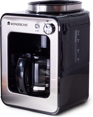 WONDERCHEF Regalia Bean-to-Cup Brew Coffee Maker with Grinder 4 Cups Coffee Maker(Black & Silver)