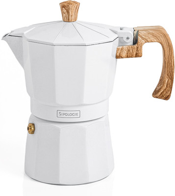 Sipologie Roma Moka Pot Espresso / Percolator/ Filter 3 Cups Coffee Maker(180ml Italian Style Coffee Maker at Home, White)