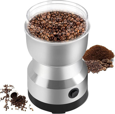 SMARTYWOMEN Electric Stainless Steel Herbs Spices Nuts Grain Grinder 2 Cups Coffee Maker(SIlver And Black)