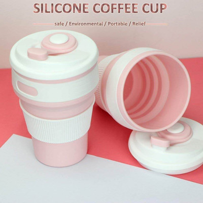 Shivaaro Collapsible Silicone Cup Convenient Travel Coffee Lids Portable Folding Cup Plastic Coffee Mug(350 ml)