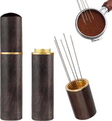 HASTHIP Wooden Handle Espresso Coffee Stirrer 5 Pin Tamper 0.4mm Personal Coffee Maker(Bronze)