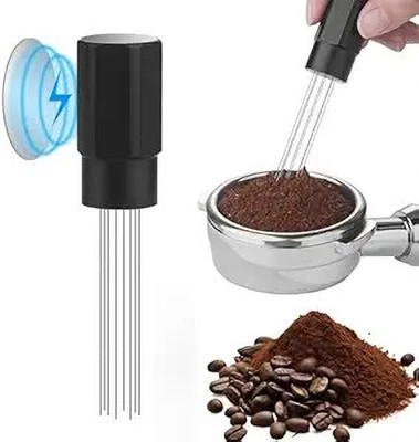 Zibuyu Espresso Distribution Tool 8Pin Magnetic Handle Stirrer Personal Coffee Maker(Black)