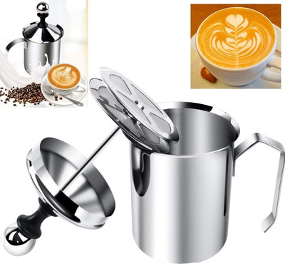 WORBAX Stainless Steel Milk Frother for Hot and Cold Coffee, Coffee Foam Maker(400Ml) 2 Cups Coffee Maker(Multicolor)