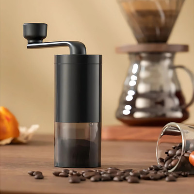 HIan Hand Operated Coffee Bean Grinder with 19g Bean Capacity, 36g Ground Holder 3 Cups Coffee Maker(Black)