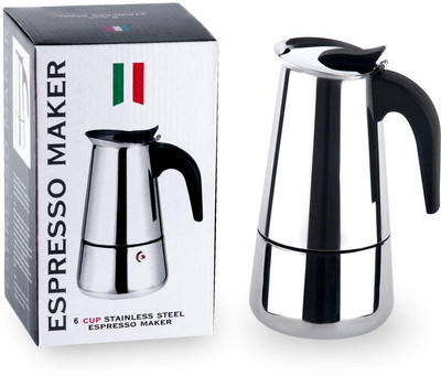 Trending Stainless Steel Espresso Watt Percolator Moka Pot Cup for Italian Home Machine 6 Cups Coffee Maker(Silver)