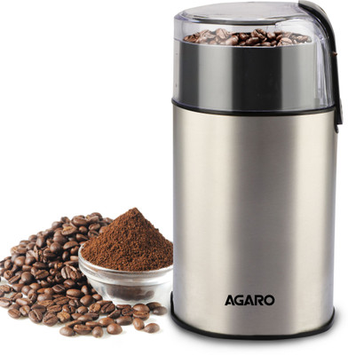 AGARO Grand Coffee Grinder, Stainless Steel Electric, Capacity 60 Gms Dry Coffee Bean 6 Cups Coffee Maker(Silver)