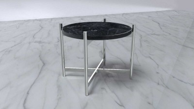 MA ENETRPRISES CTMAEN-01 Metal Coffee Table(Finish Color - CHROME FINISH WITH BLACK TOP, Pre-assembled)
