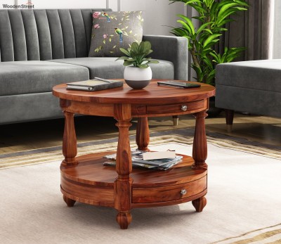 Allie Wood Louis Rosewood (Sheesham) 2 Drawer Solid Wood Coffee Table(Finish Color - Honey Finish, Pre-assembled)