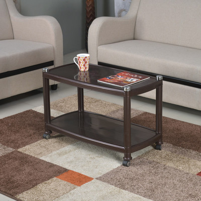 Nilkamal CENTBL5 Contemporary Center Trolley Coffee Table/ Living Room/Office & Outdoor Plastic Coffee Table(Finish Color - Weather Brown, Pre-assembled)