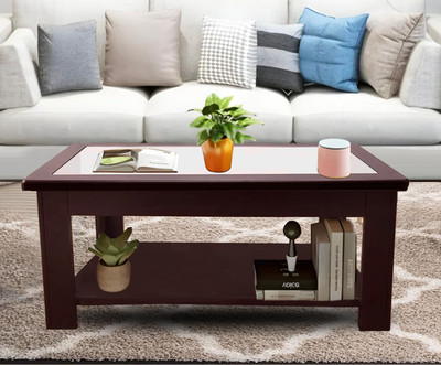 ELTOP Modern Wooden Coffee Table with Storage Stylish and Functional for Living Room Glass Coffee Table(Finish Color - Brown, Knock Down)