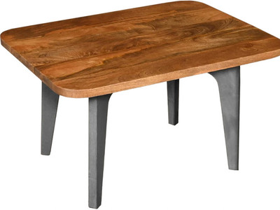 THE OLD CABINET Rectangular Solid Mango Wooden Coffee Table with Inverted U Shaped Legs Home Solid Wood Coffee Table(Finish Color - Brown Grey, DIY(Do-It-Yourself))
