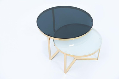 Amalfi Glass Coffee Table(Finish Color - Rose Gold/Black & White Top, Pre-assembled)