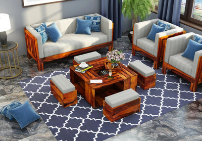 Flipkart Perfect Homes Rosewood ( Sheesham ) Center Table With 4 Stool Solid Wood Coffee Table(Finish Color - Honey oak Finish, Pre-assembled)
