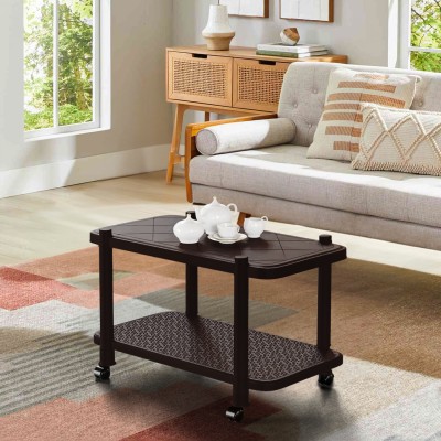 Mighty Home Centre Trolly Coffee Table | Tea Poy for Home, Office & Outdoor Plastic Coffee Table(Finish Color - Dark Brown, DIY(Do-It-Yourself))
