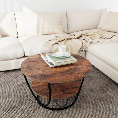 WOODCROWN Engineered Wood Side Table (Finish Color - Black/walnut, Pre-assembled) Engineered Wood Side Table(Finish Color - Black-Walnut, Pre-assembled)