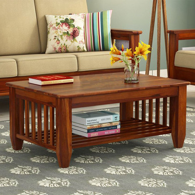 Tanishq Arts Sheesham Wooden Center\Coffee Table for Living Room | Solid Wood Tea Table Solid Wood Coffee Table(Finish Color - Honey, Pre-assembled)