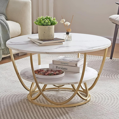 BBM CONFIDO STORE Metal Coffee Table(Finish Color - GOLDEN WHIIE, Pre-assembled)