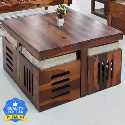 Kendalwood Furniture Premium Quality 4 Stool Coffee Table Center Table for living room Furniture Solid Wood Coffee Table(Finish Color - Provincial Teak, Pre-assembled)