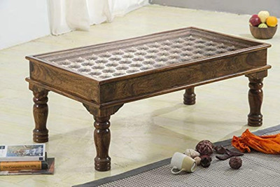 Shagun Arts HEXA Solid Wood Coffee Table Without Glass Top For Living Room/ Office || Solid Wood Coffee Table(Finish Color - Dark Honey Finish, DIY(Do-It-Yourself))