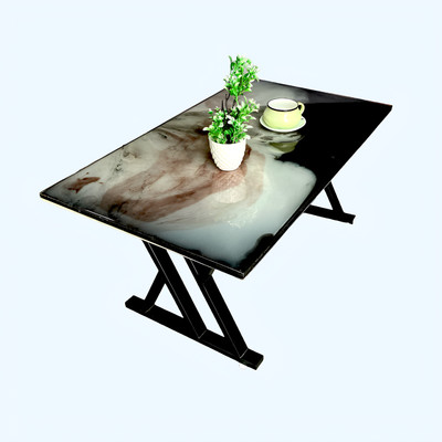 Scyza Artiz Resin Center Table Solid Wood Coffee Table(Finish Color - White Black, DIY(Do-It-Yourself))