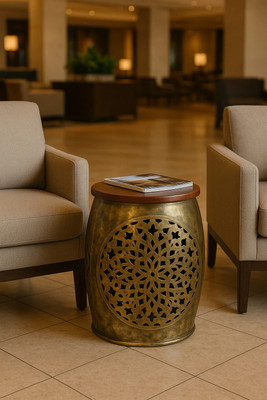 Craftology CRAFTOLOGY Desi Chi Ethnic Table Stool – Must-Have Home Accent Solid Wood Coffee Table(Finish Color - ANTIQUE FINISHING, Pre-assembled)