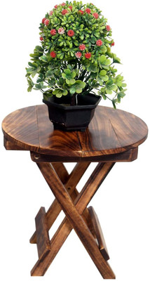 ZUHAIB CRAFTED LEGACY Rustic Round Folding Coffee Table, End Table for Livingroom, Balcony etc. Solid Wood Coffee Table(Finish Color - Brown, Pre-assembled)