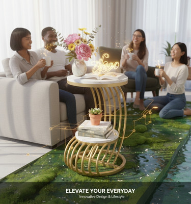 Pixie and Pine Modern Gold Accent Table Engineered Wood Coffee Table(Finish Color - Gold & White, Pre-assembled)
