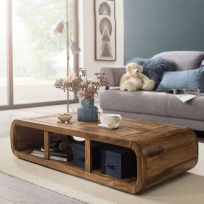 KART HANDICRAFTS Solid Wood Coffee Table(Finish Color - Honey Finish-02, DIY(Do-It-Yourself))