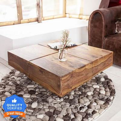Douceur Solid Wood Sheesham Wood Coffee/ Center Table For Living Room Hotel . Solid Wood Coffee Table(Finish Color - Honey Finish, Pre-assembled)