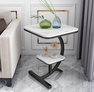 Vuhome Square coffee table with beautiful marble design for home decor Engineered Wood Coffee Table(Finish Color - Marble, Pre-assembled)