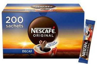 Nescafe Original Decaffeinated Coffee Sticks 1.8g of 200 Sachets 360g Instant Coffee(0.36 g)