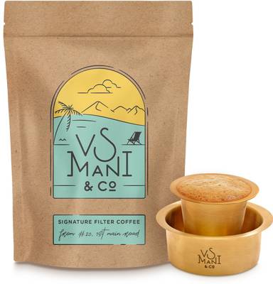 VS MANI & CO. Combo of Filter Coffee Powder & Traditional Brass Dawara/Tumbler South Indian Filter Coffee