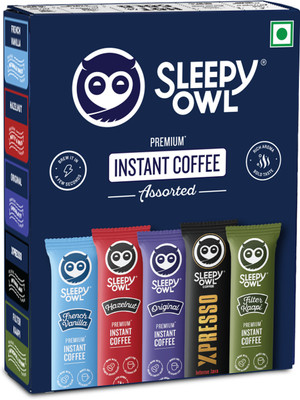 Sleepy Owl Pack of 10 Premium Instant Coffee Sachets | 5 Delicious Flavours | Instant Coffee(10 x 2 g)