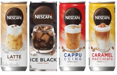 Nescafe Ice Black ,Cappuccino ,Caramel Macchiato ,Latte Tin (IMPORTED FROM INDONESIA) Instant Coffee(4 x 220 ml, Caramel, Assorted Flavoured)